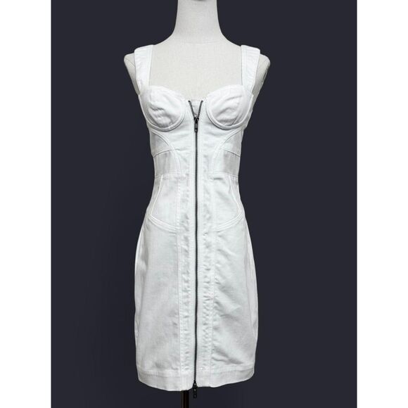 Victoria's Secret London Jean Bodycon Denim Zipper Corset Bustier Mini Dress - Picture 1 of 5